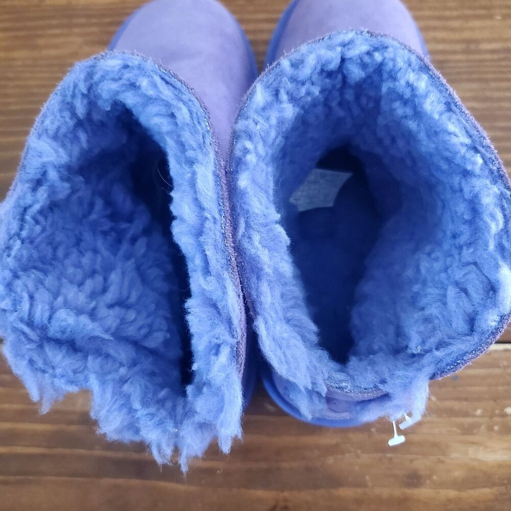 Koolaburra By UGG Purple Suede Kids Boots Glitter Stars Faux Fur Lining Size 4 - Picture 8 of 9